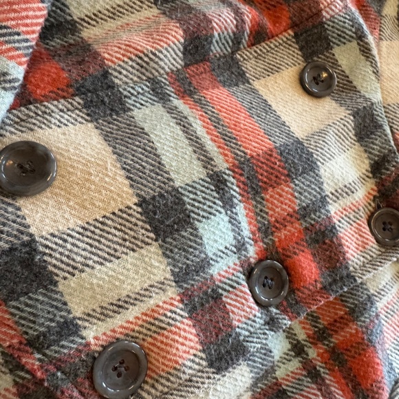 Billabong Plaid Coat Wool Blend Faux Fur Trim Double Breasted Jacket Size - Picture 6 of 8